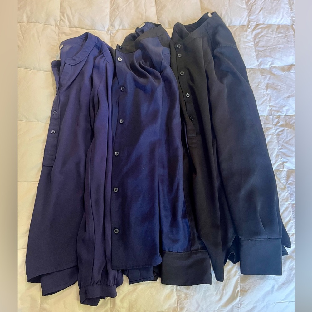 J. Crew Women's Button Down Shirts - Purple, Blue, Black